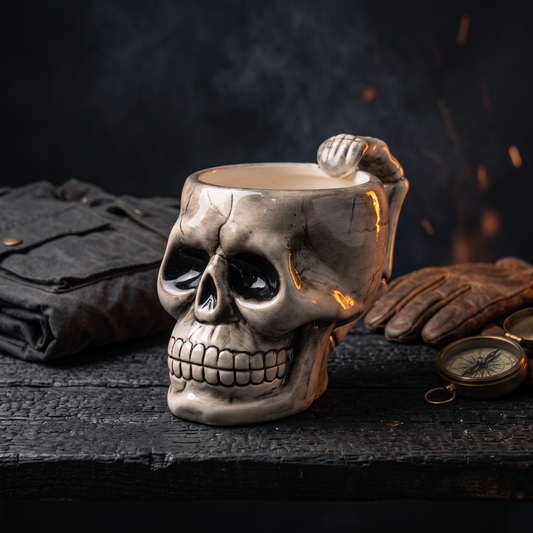 Ceramic Skeleton Hand Skull Mug