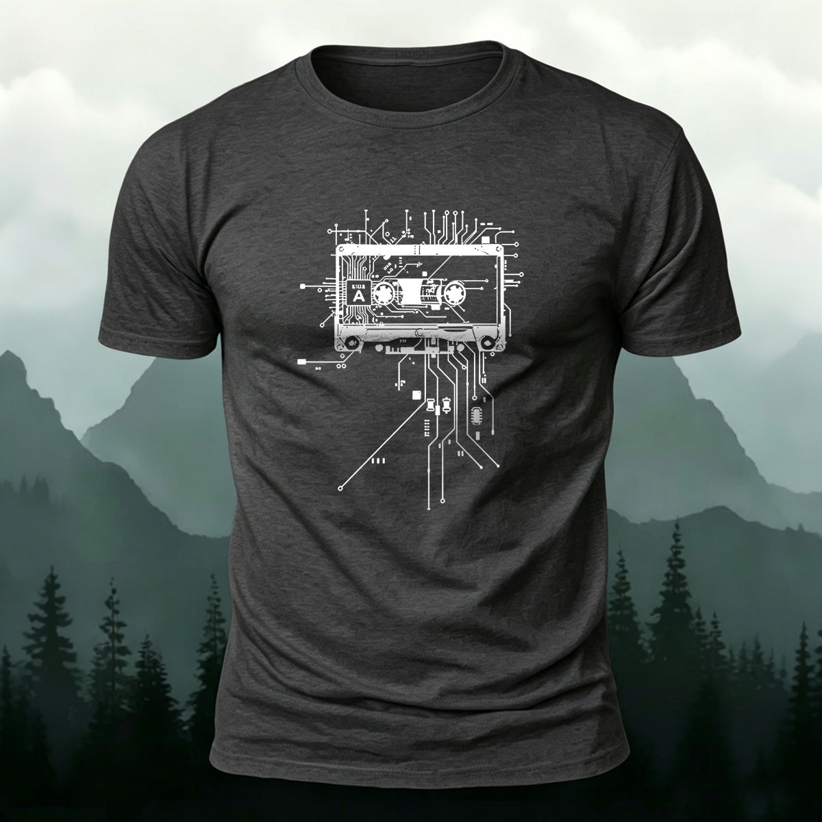 Minimalist Equipment Wiring Print Premium Cotton T-Shirt