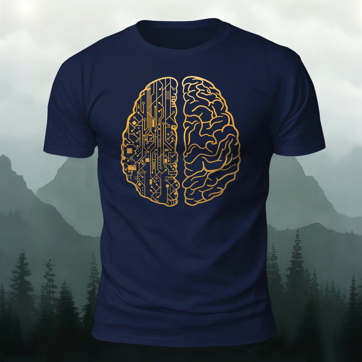 Simple Creative Brain Graphic Breathable Cotton T-Shirt