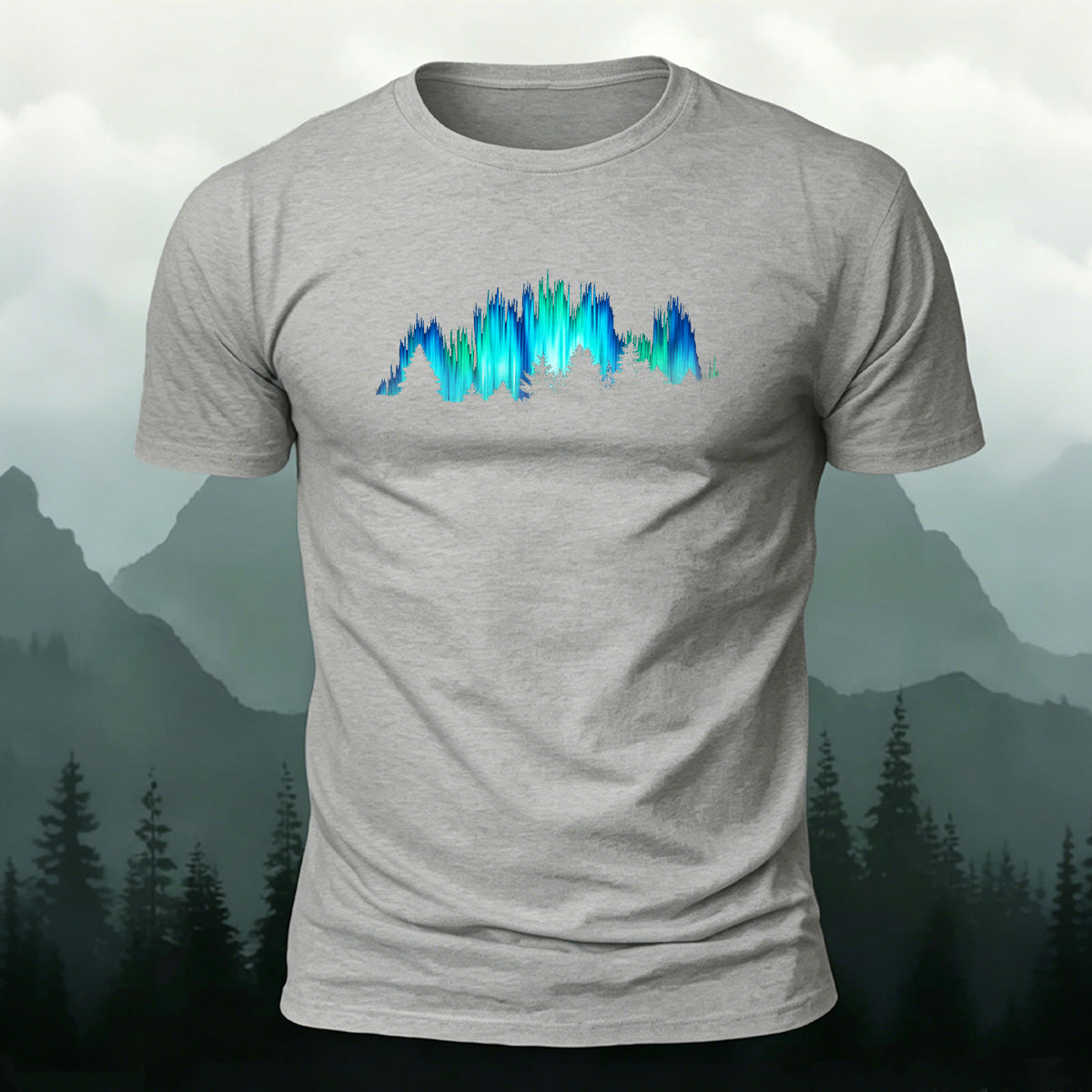Gorgeous Night View Print Natural Style Breathable T-Shirt Grey