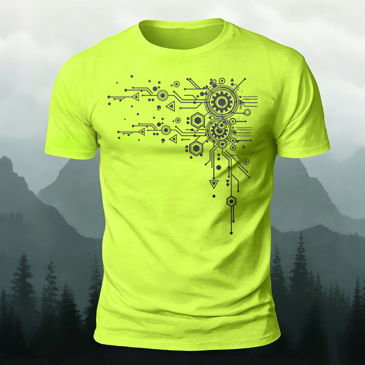 Creative Geometric Mechanical Premium Cotton T-Shirt NG