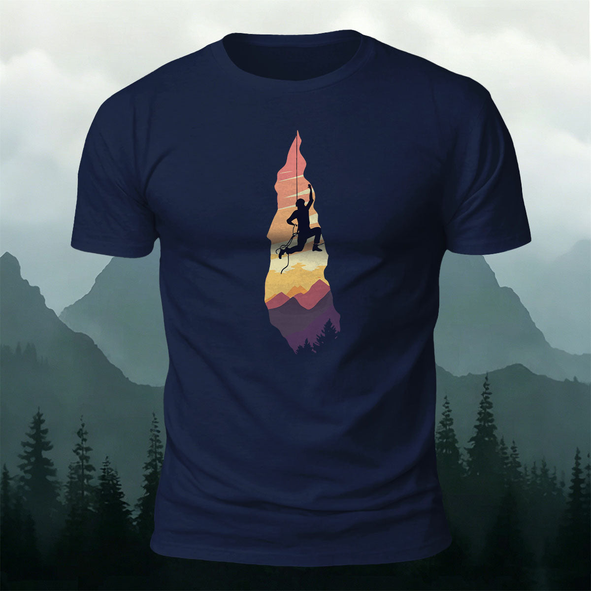 Outdoor Rock Climbing Art Print Casual Cotton T-Shirt