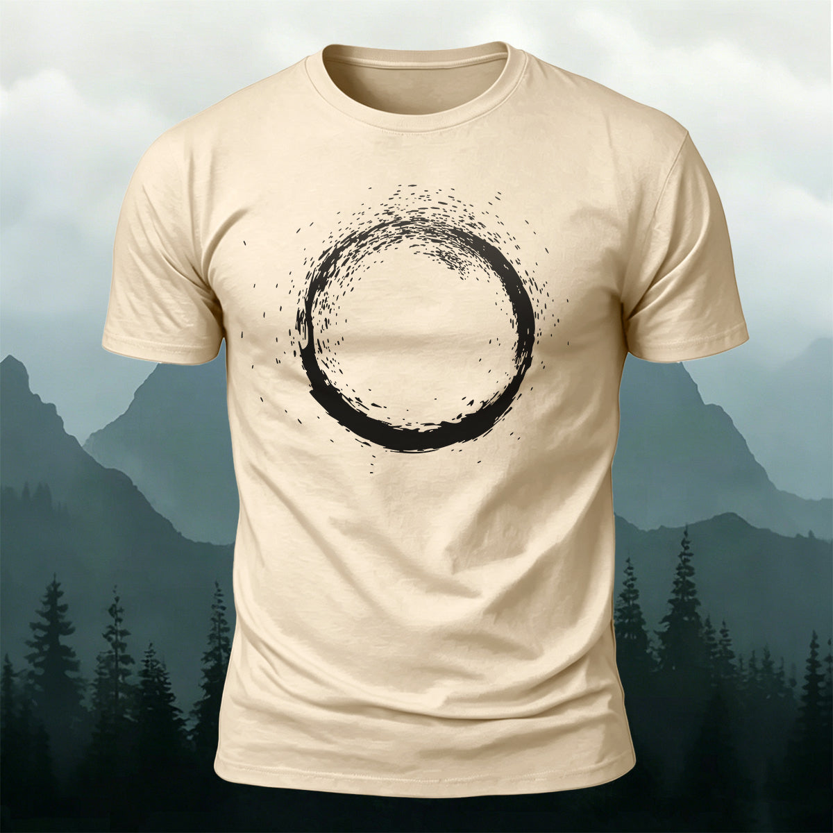 Artistic Zen-Inspired Print Casual Cotton T-Shirt