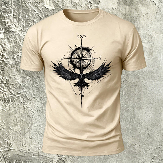 Nautical Pattern Trend Casual Skin-friendly T-shirt Biege