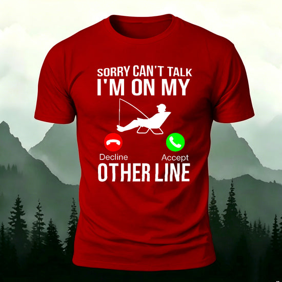 Obsessed with Fishing Pattern Skin-friendly T-shirt Red