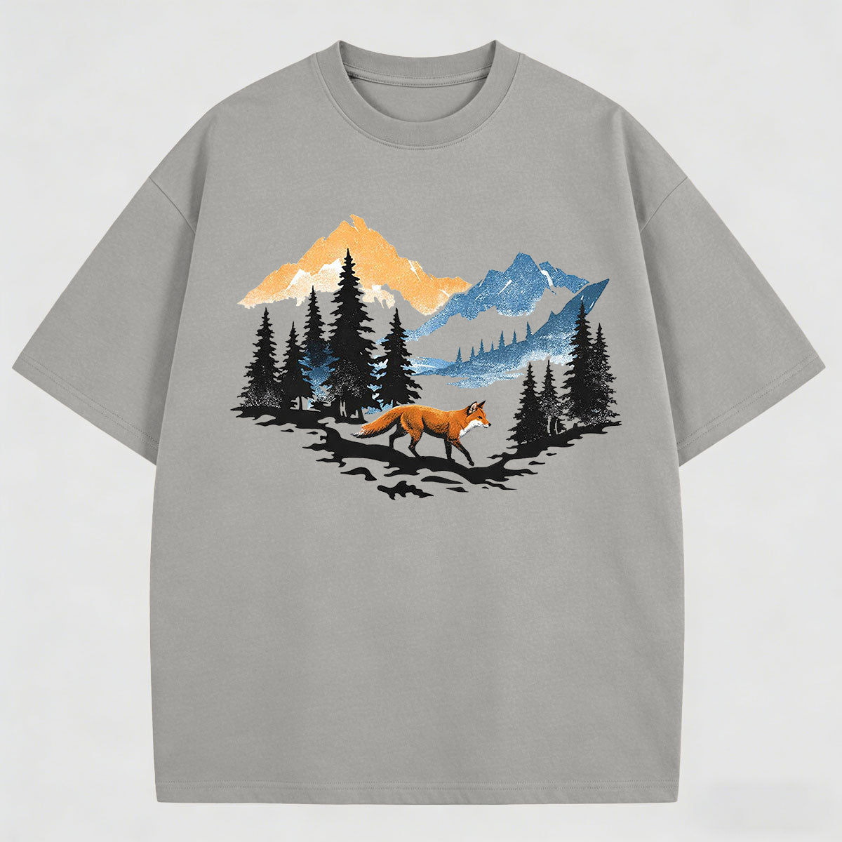 Men's Beautiful Landscape Painting Print Cotton T-Shirt