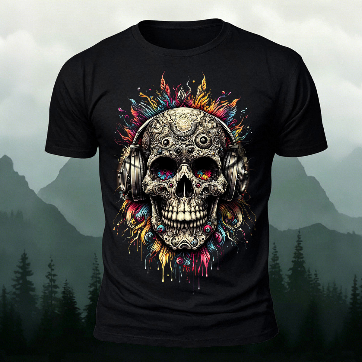 Music Skeleton Print Casual Skin-Friendly T-Shirt