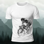 Cycling Pattern Mountain-Style Cotton Casual T-Shirt