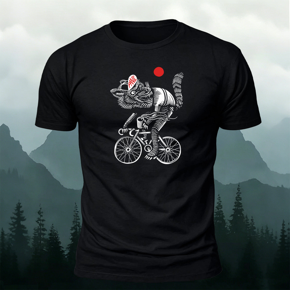 Wolf Riding Silhouette Print Casual Cotton T-Shirt