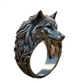 Vintage Wolf Head Hip Hop Cool Animal Ring