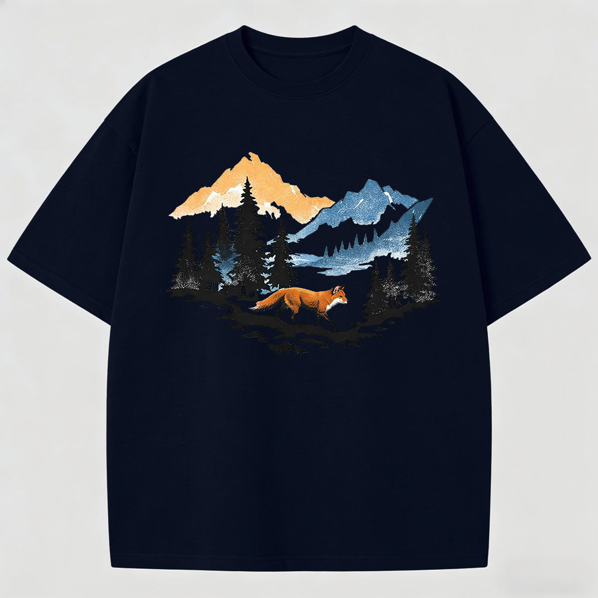 Men's Beautiful Landscape Painting Print Cotton T-Shirt
