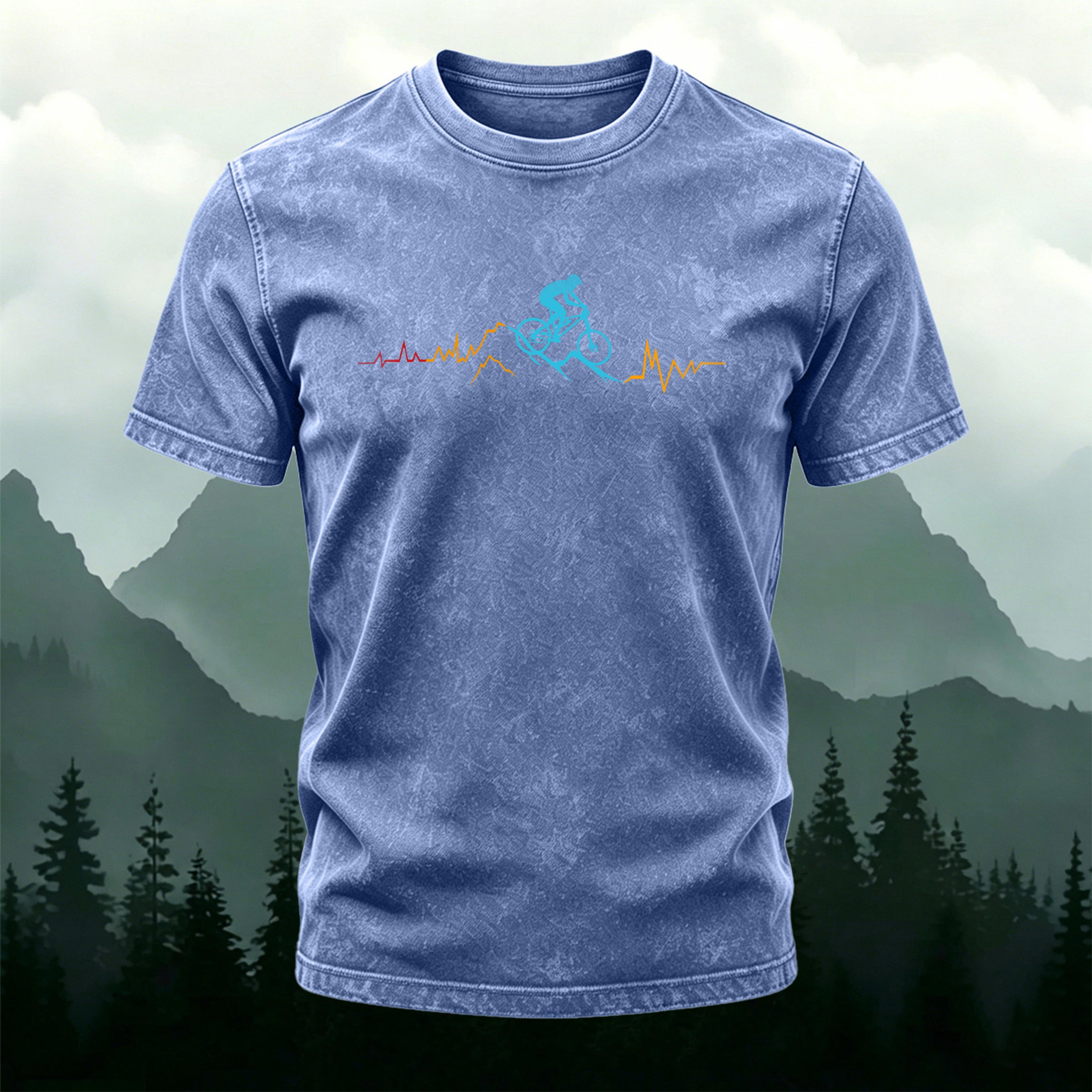 Minimalist Colorway Cyclist Print Washed Cotton T-Shirt