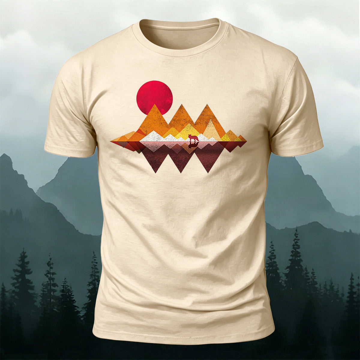 Geometric Mountain Minimalist Natural Breathable T-Shirt