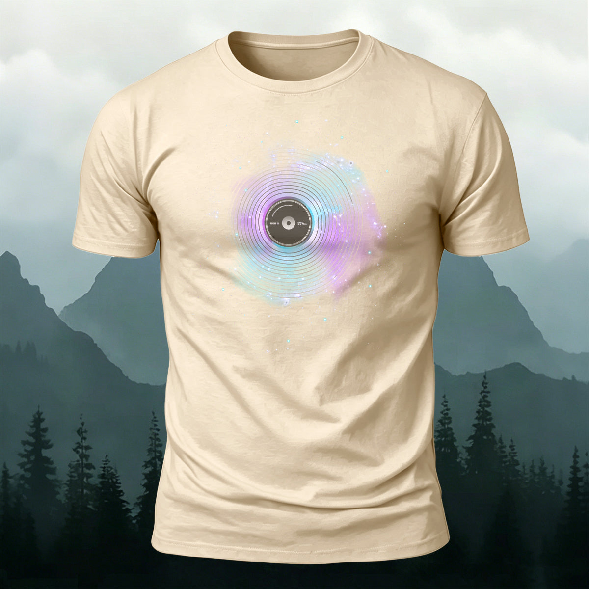 Music Player Print Casual 100% Cotton T-Shirt