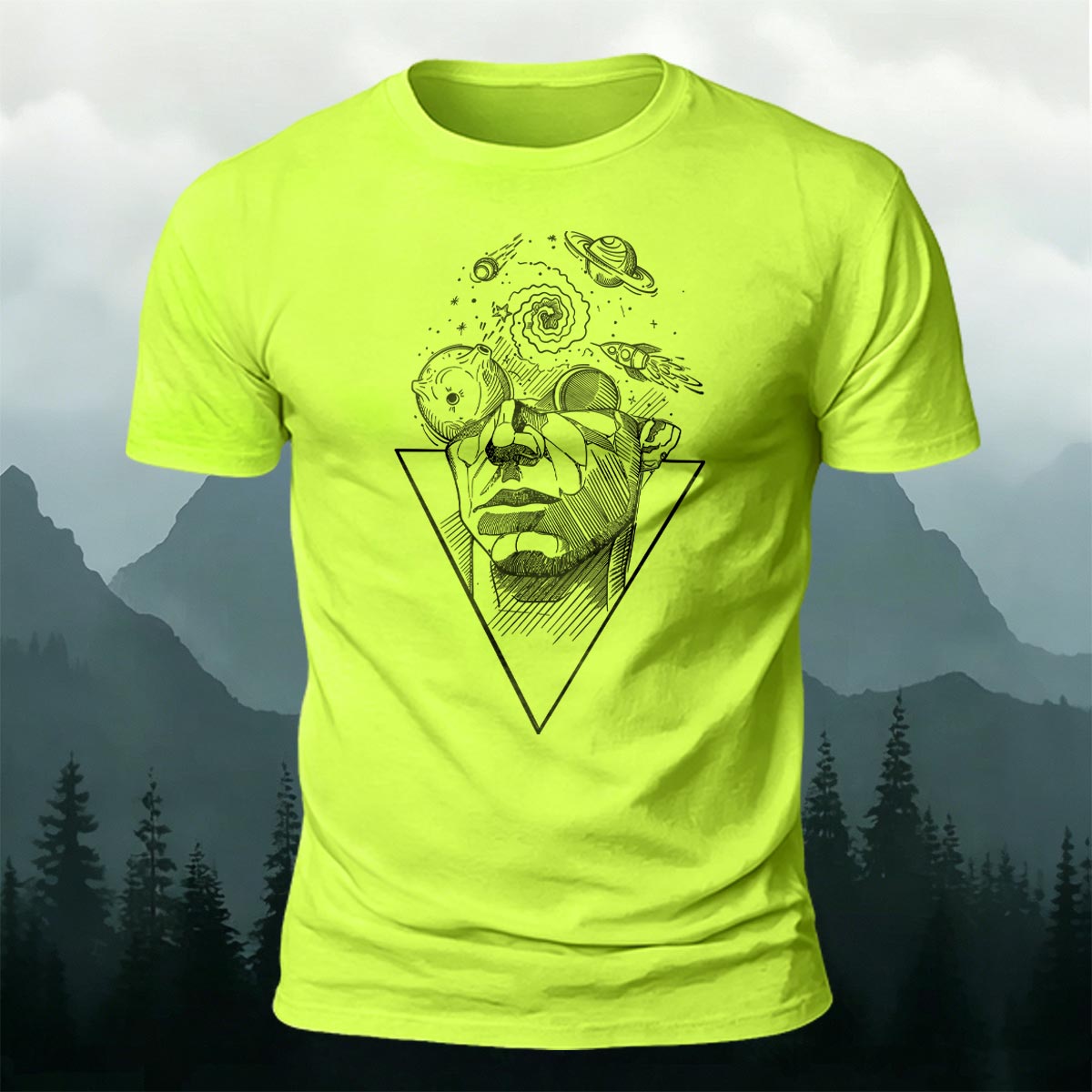 Artistic Sketch-Style Printed Casual Cotton T-Shirt