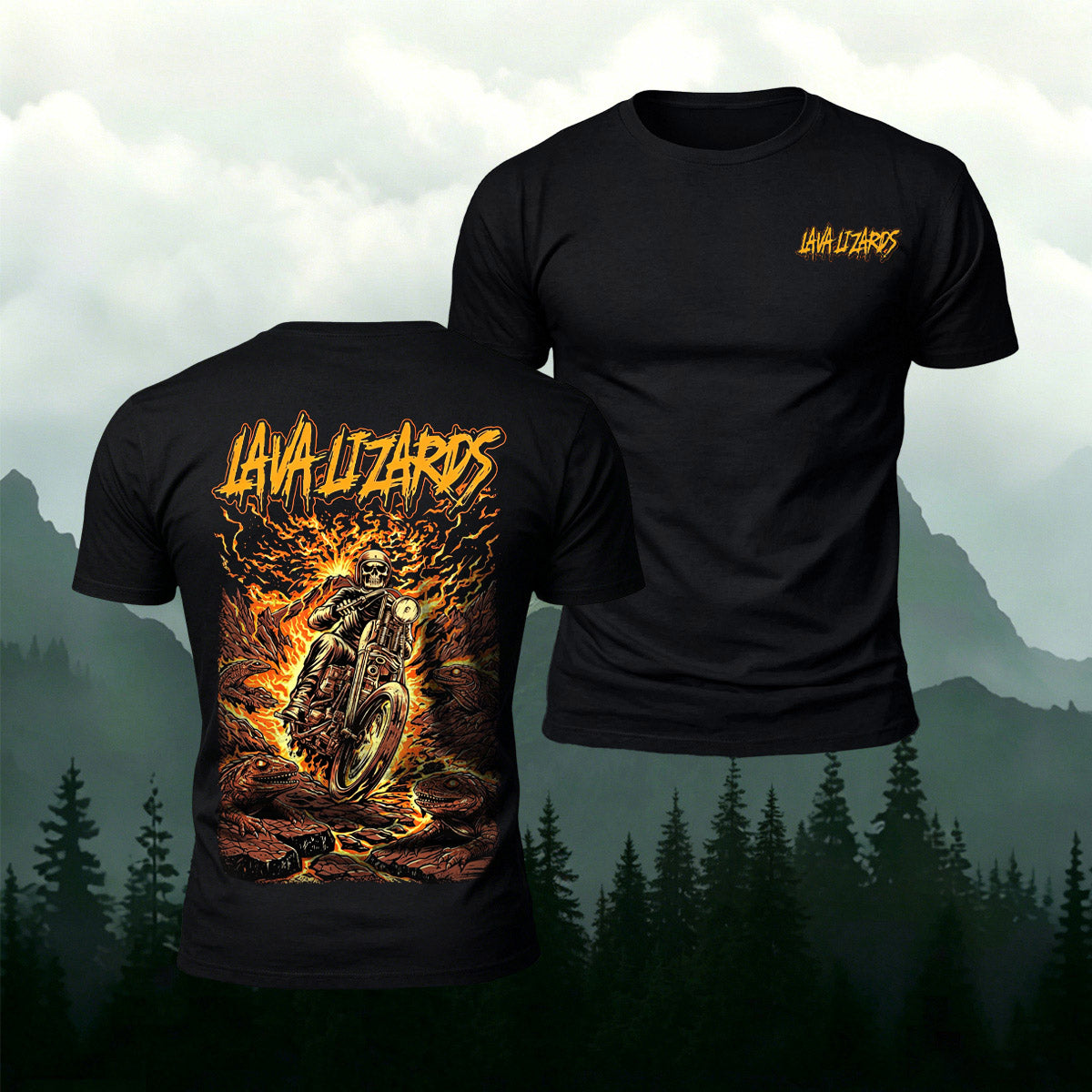 Black Metal-Style Print Casual Cotton T-Shirt