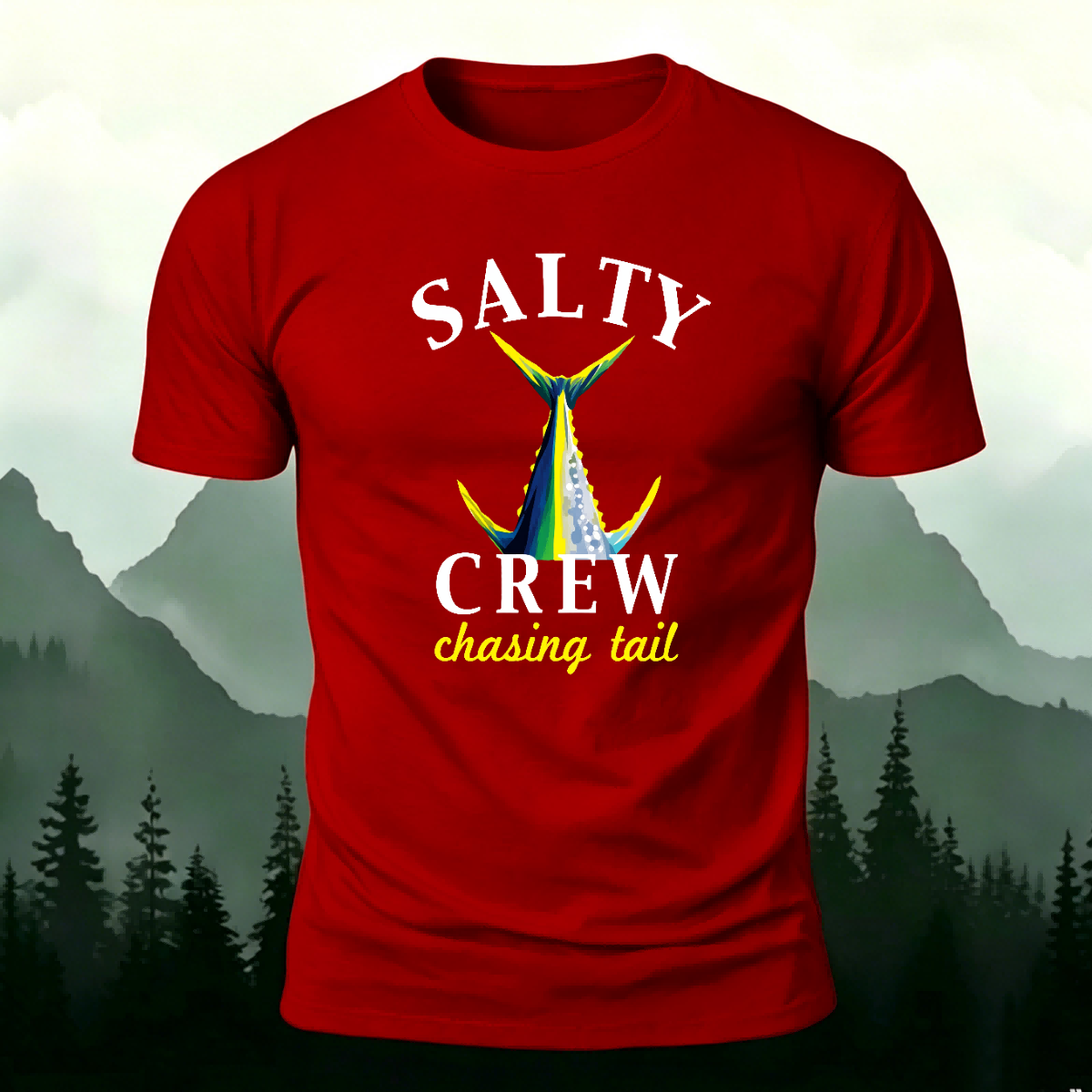 Chasing The Tail Fun Pattern Premium Cotton T-shirt Red