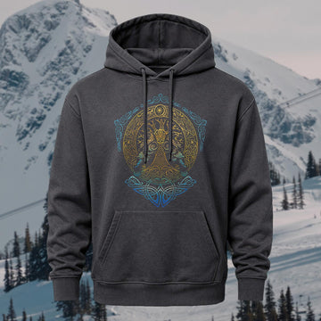 Retro Viking Printed Hoodie Sweatshirt