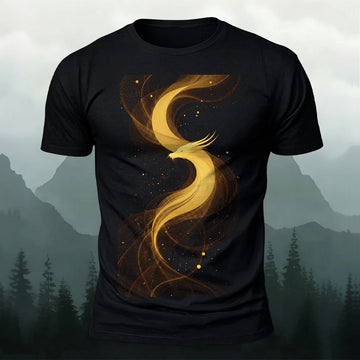 DTG Golden Glitter Dragon Printed Short Sleeve T-Shirt