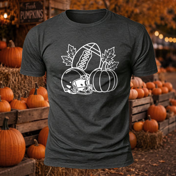 Football Pumpkin Printed Short Sleeve T-Shirt