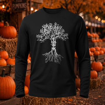 Premium Cotton Skeleton Tree & Roots Halloween Long Sleeve T-Shirt