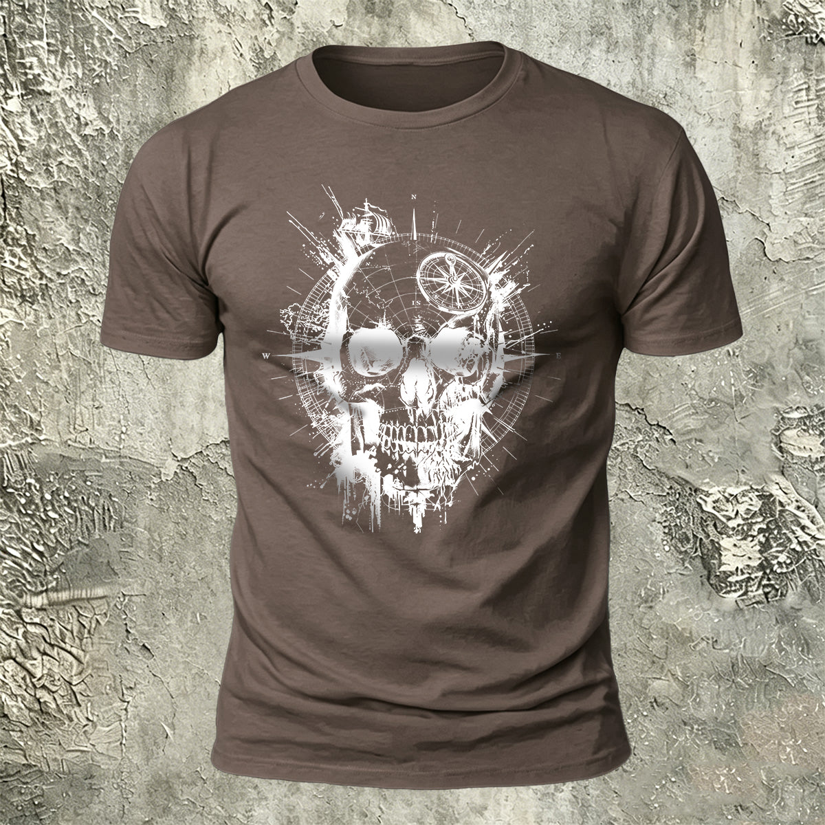 Nautical Compass Skull Retro Casual Breathable Tee