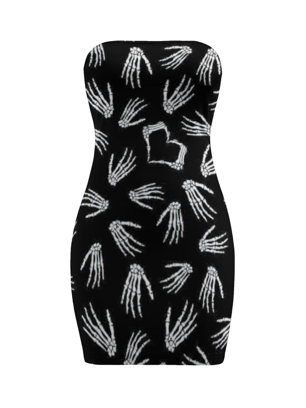 Trendy Gothic Skull Handprint Bodycon Dress