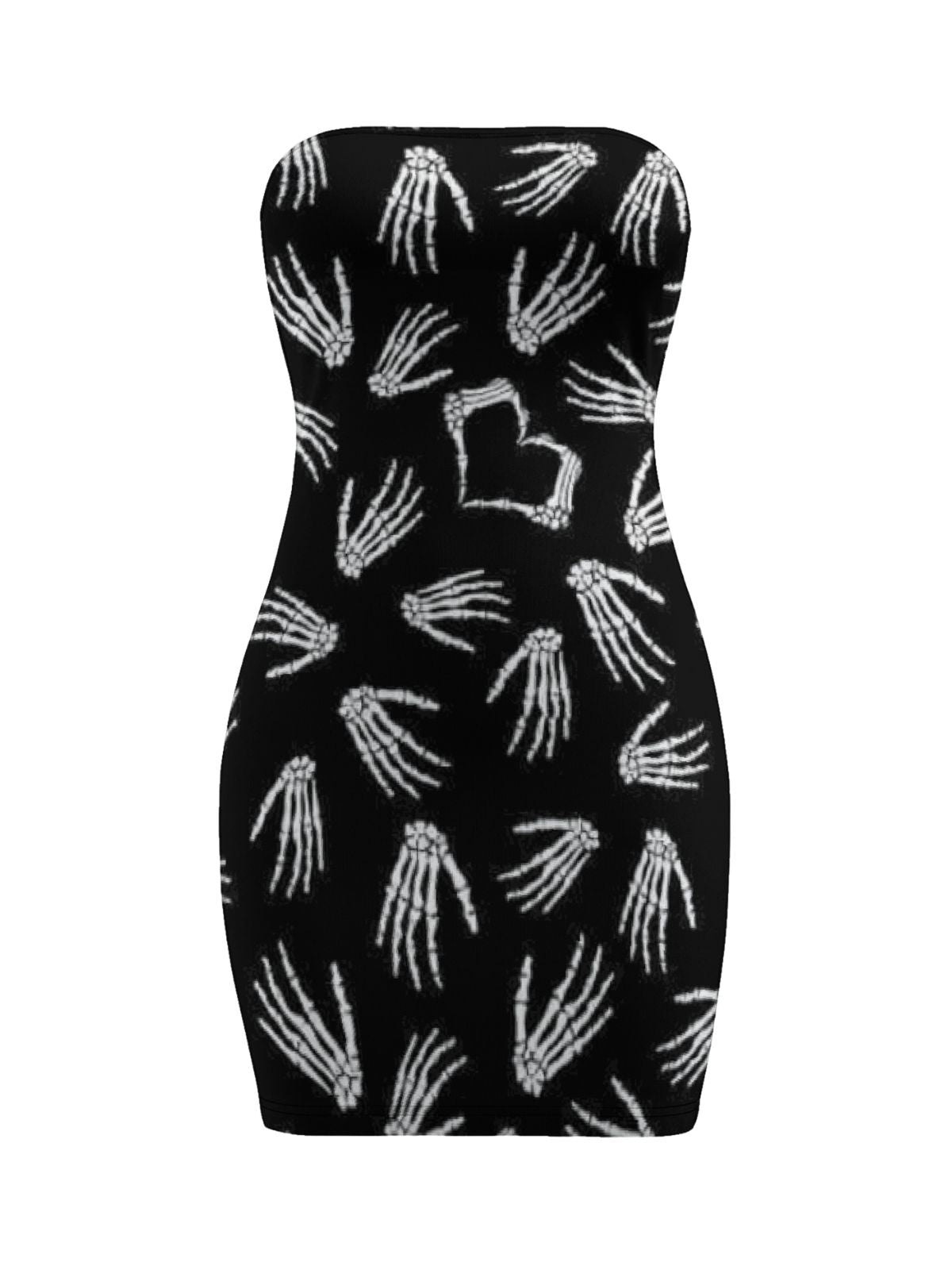 Trendy Gothic Skull Handprint Bodycon Dress