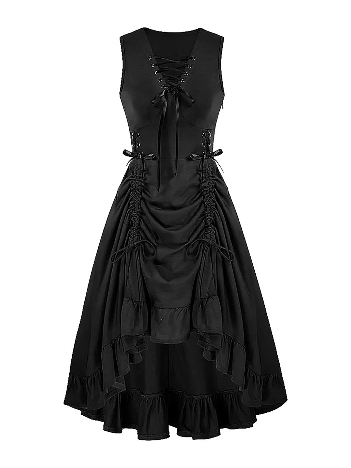 Vintage Layered High-Waisted Dress