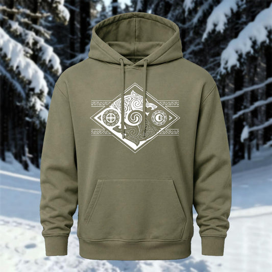 Wolfs Chasing Sun & Moon Printed Hoodie Sweatshirt