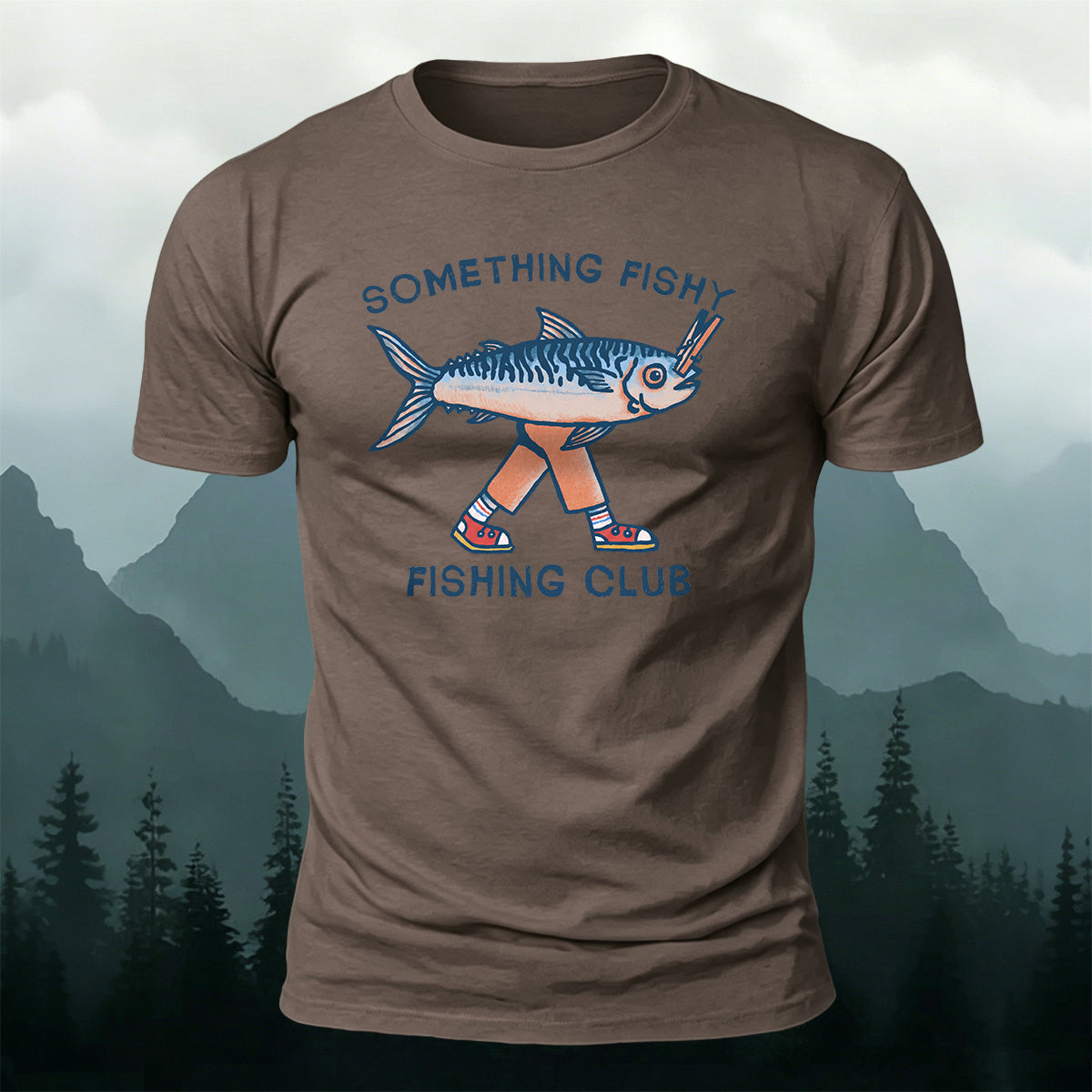 Fishing Club Printed Casual Versatile Cotton T-Shirt