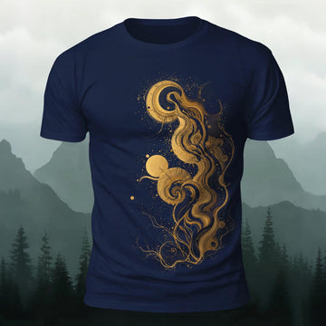 DTG Golden Nihonga Wave Printed T-Shirt