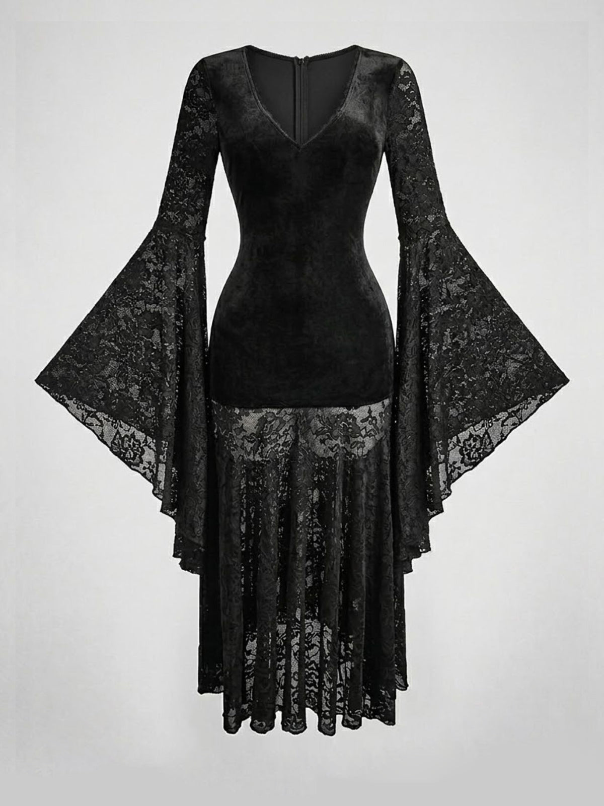 Dark and Elegant Lace Velvet Dress