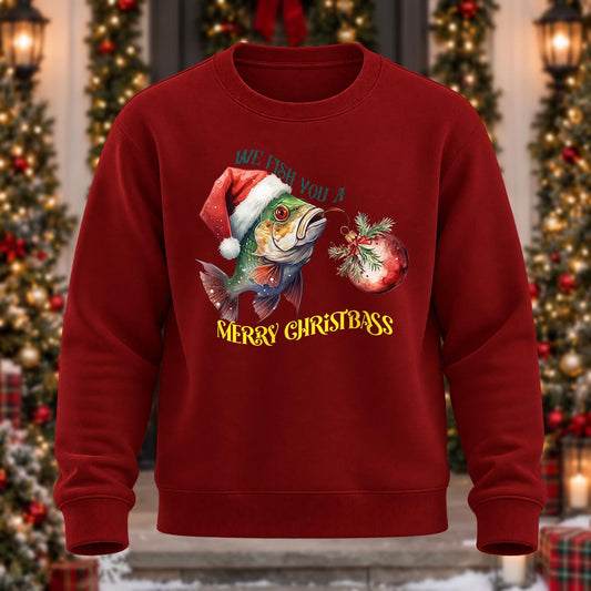 We Fish You A Merry Christbass Printed Round Neck Sweatshirt