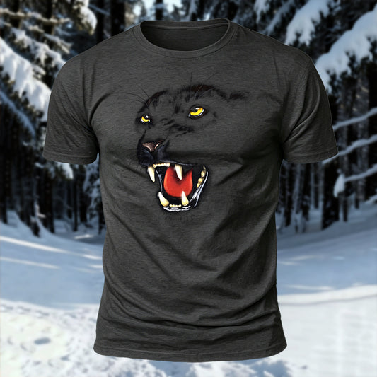 DTG Roaring Panther Printed Short Sleeve T-Shirt