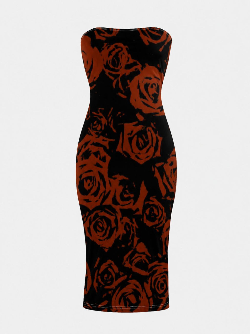 Women's Vintage Rose Black Strapless Dress