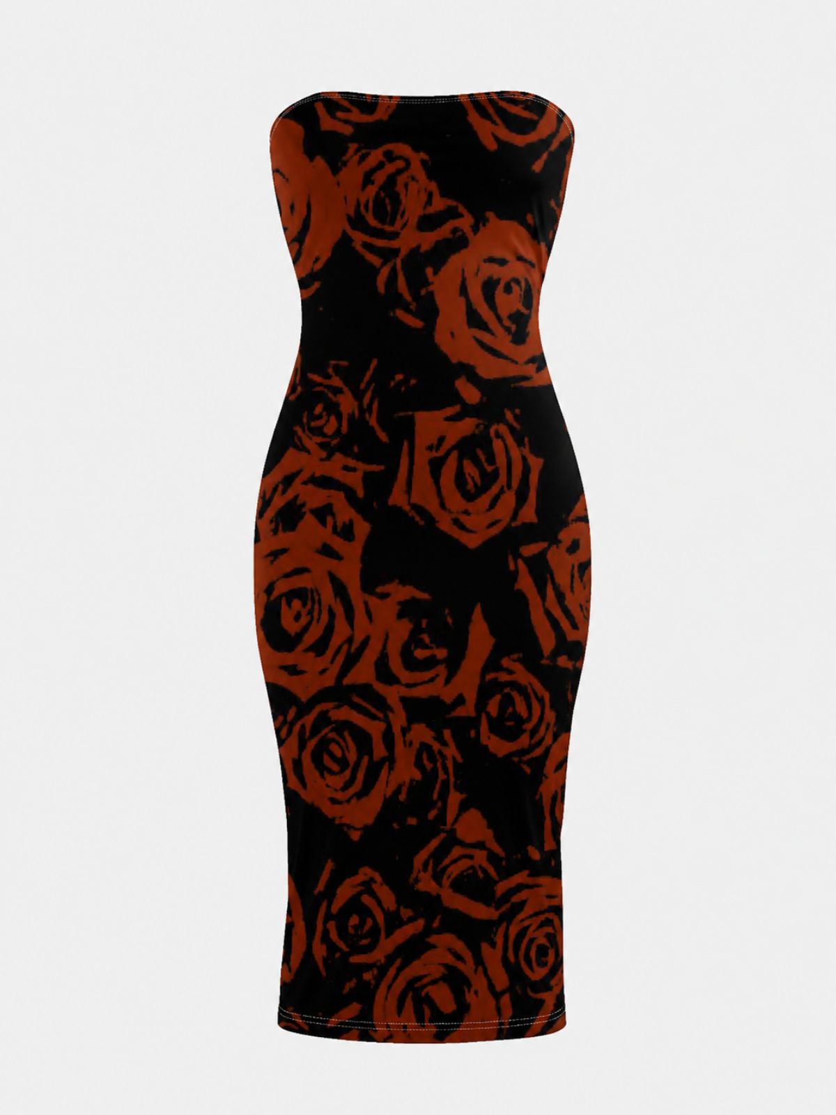 Women's Vintage Rose Black Strapless Dress