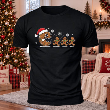 Christmas Gingerbread Man Printed Casual Short Sleeve T-Shirt