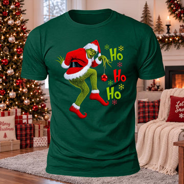 Ho Ho Ho Grinchmas Printed Casual Short Sleeve T-Shirt