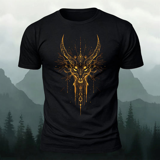 DTG Dragon Head Printed Short Sleeve T-Shirt