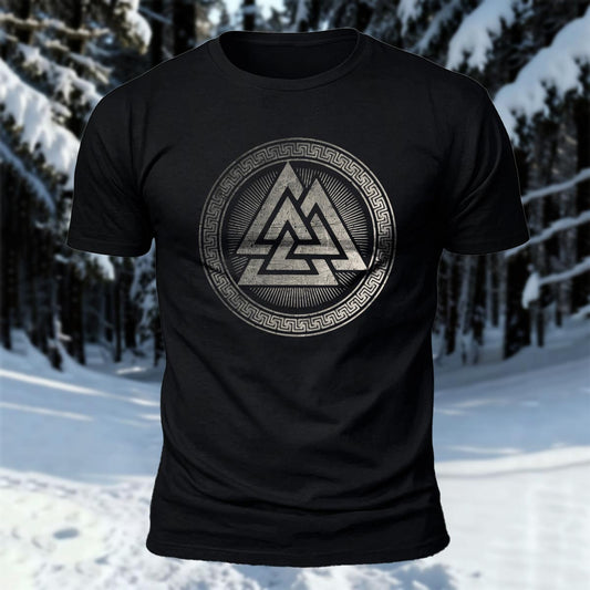 Viking Totem Cricle Printed Short Sleeve T-Shirt