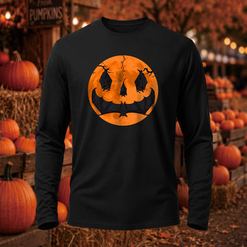 Halloween Bats Moon Printed Long Sleeve T-Shirt