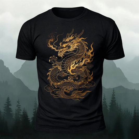 DTG Golden Dragon Printed Short Sleeve T-Shirt