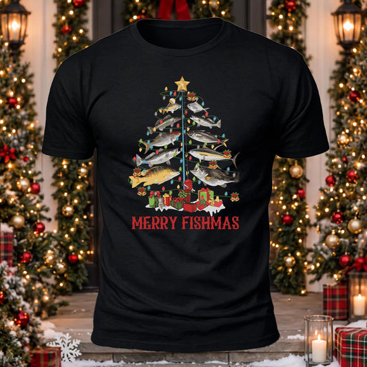 Merry Fishmas Printed Short Sleeve T-Shirt