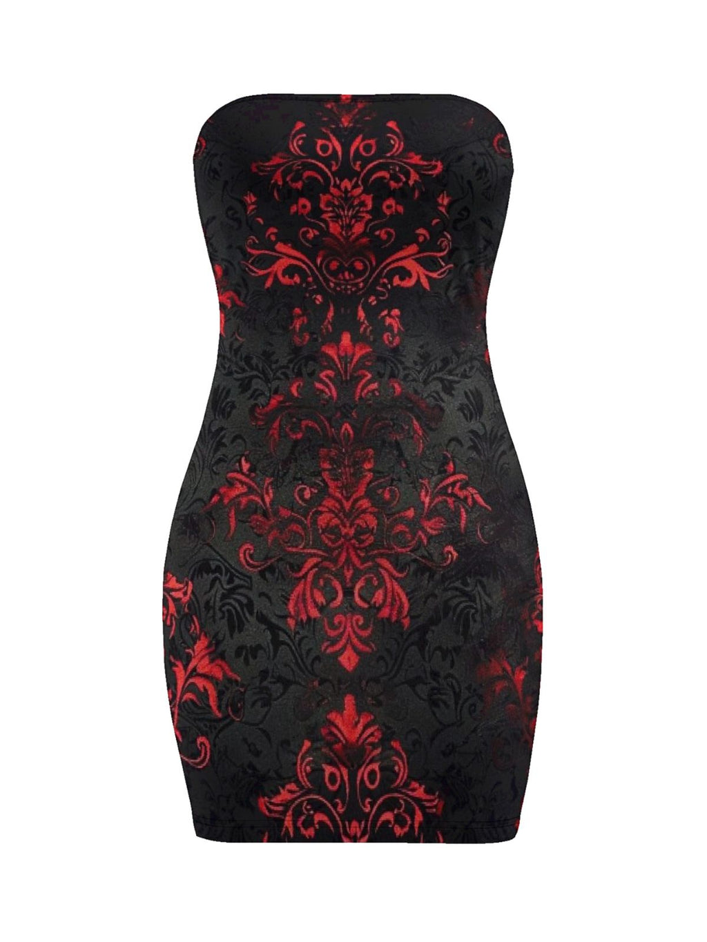 Vintage Gothic Print Strapless Bodycon Skirt