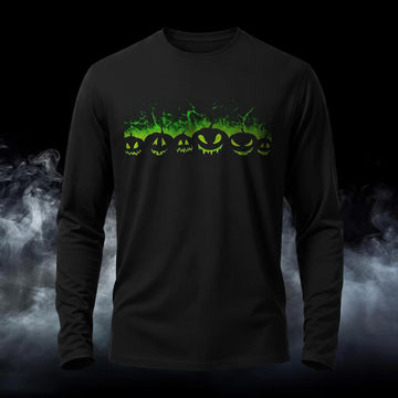 DTG Halloween Burning Pumpkin Printed Long Sleeve T-Shirt