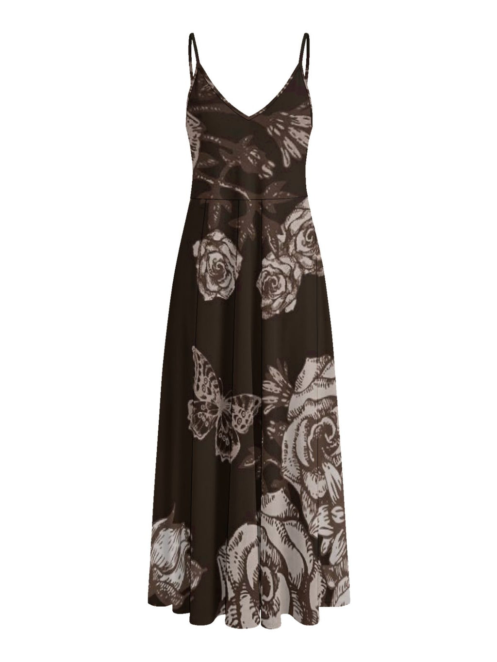 Vintage Rose Elegant Strapless Maxi Dress