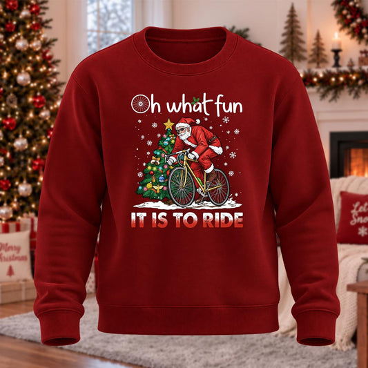 Fun To Ride Christmas Printed Round Neck Sweatshirt