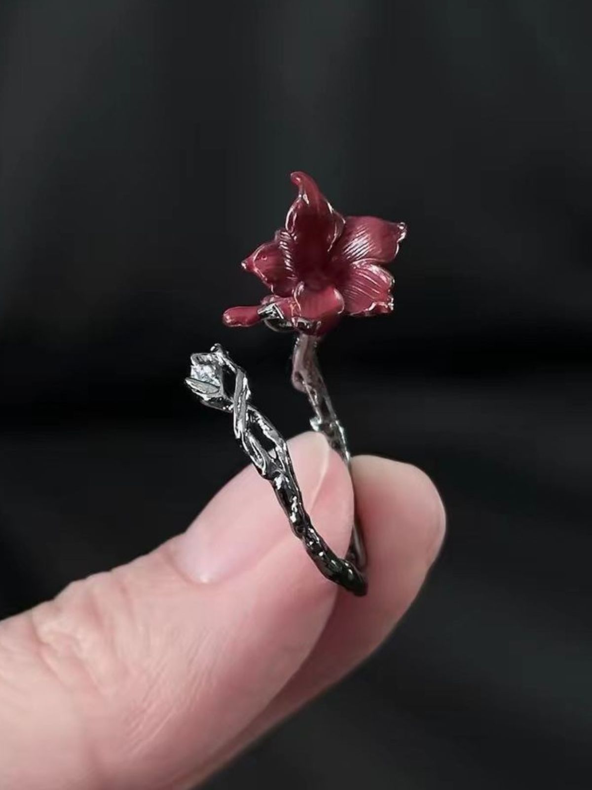 Dark Gothic Mandala Open-Finger Ring
