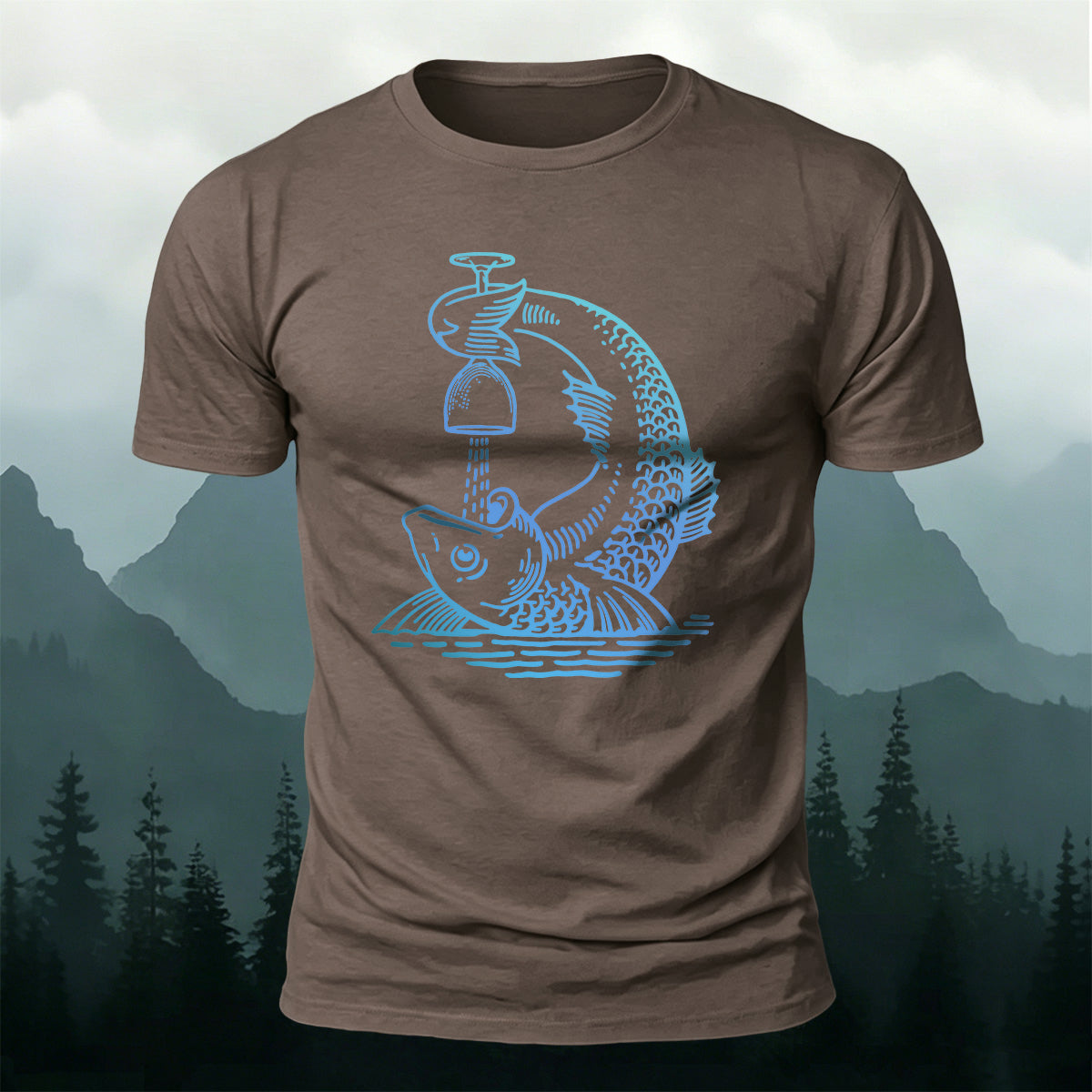 Fish Drunk Printed Casual Cotton Versatile T-Shirt